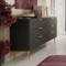 Комод з телескопічними напрямними Perfect Home Lante 6S/163 163,2x81,2x38 Чорний (золоті ніжки) (PFH-091190)