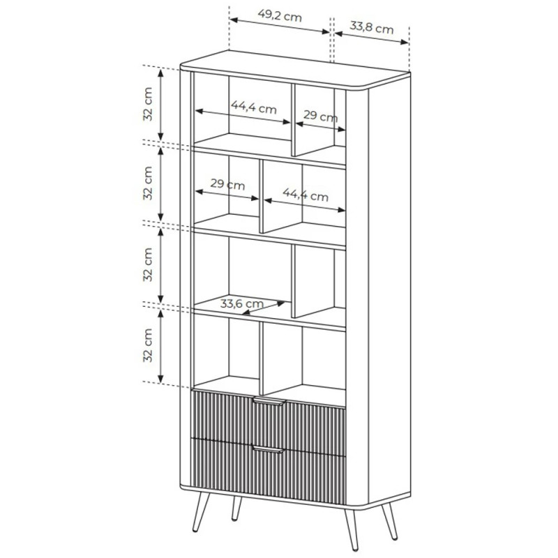 Стелаж Perfect Home Lante 2S 193,8x88,2x38 Бежевий (золоті ніжки) (PFH-091103)