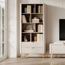 Стелаж Perfect Home Lante 2S 193,8x88,2x38 Бежевий (золоті ніжки) (PFH-091103)