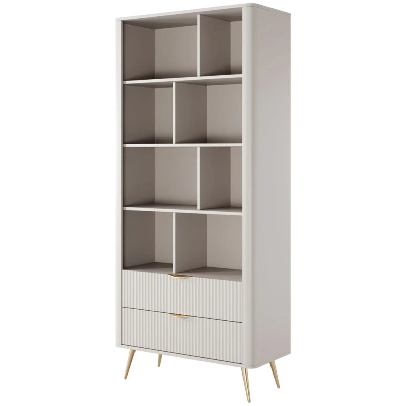 Стелаж Perfect Home Lante 2S 193,8x88,2x38 Бежевий (золоті ніжки) (PFH-091103)