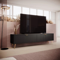 Тумба під телевізор Perfect Home Lante 2D/200 200х51,2х38 Чорний (золоті ніжки) (PFH-091193)
