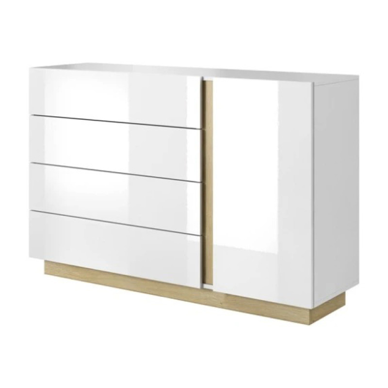 Комод Perfect Home Marco 1D4S/138 138,2x90,5x40 Білий/Білий глянець/ Дуб грандсон (PFH-091044)