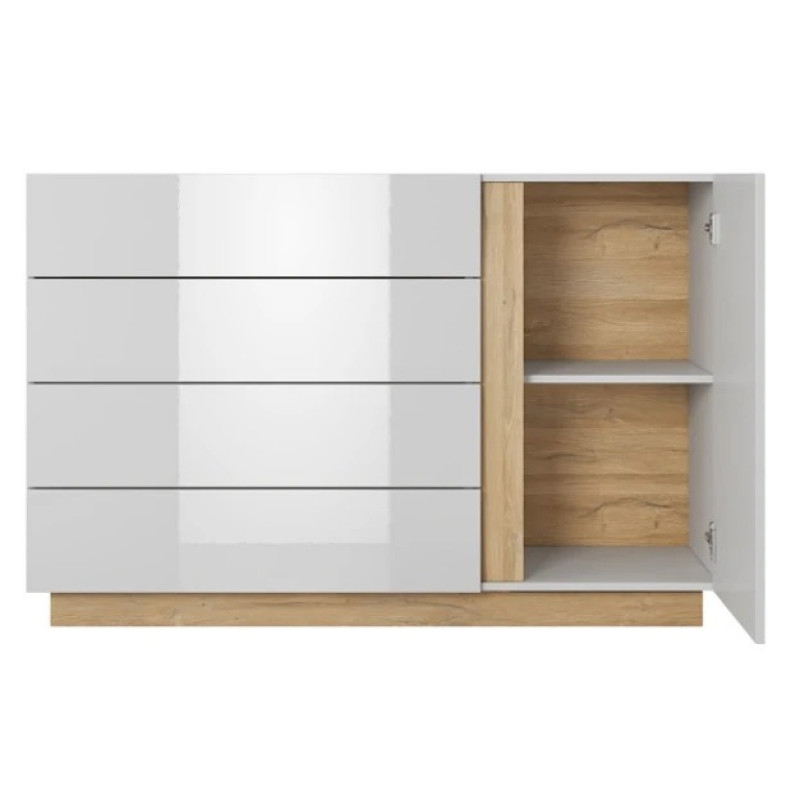 Комод Perfect Home Marco 1D4S/138 138,2x90,5x40 Білий/Білий глянець/ Дуб грандсон (PFH-091044)