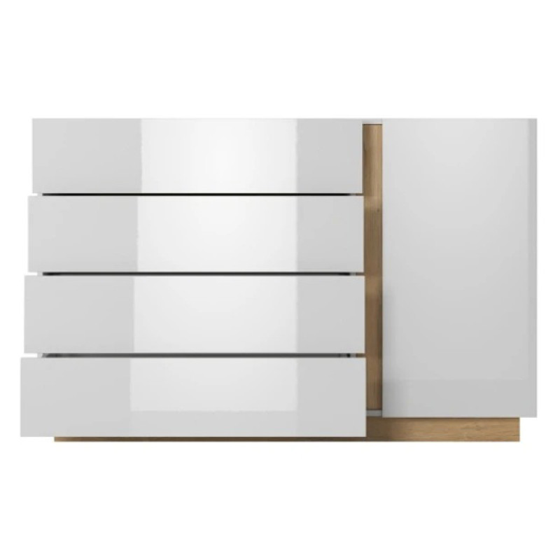 Комод Perfect Home Marco 1D4S/138 138,2x90,5x40 Білий/Білий глянець/ Дуб грандсон (PFH-091044)