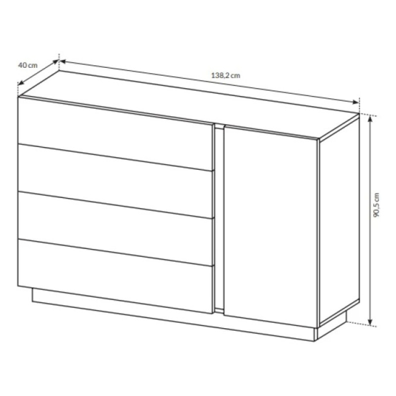 Комод Perfect Home Marco 1D4S/138 138,2x90,5x40 Білий/Білий глянець/ Дуб грандсон (PFH-091044)