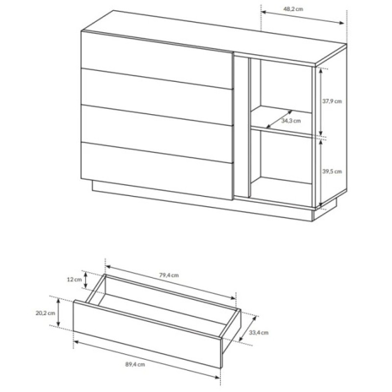 Комод Perfect Home Marco 1D4S/138 138,2x90,5x40 Білий/Білий глянець/ Дуб грандсон (PFH-091044)