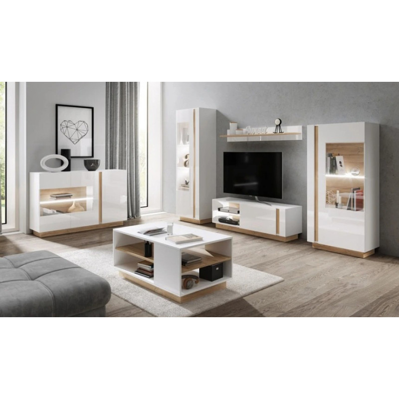 Полиця настінна Perfect Home Marco 138х20х20 Білий глянець/Дуб грандсон (PFH-091039)
