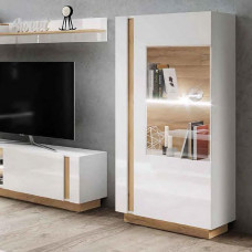 Вітрина низька у вітальню Perfect Home Marco 1D1W/72 154х72х40 Білий/Білий глянець/Дуб грандсон (PFH-091030)