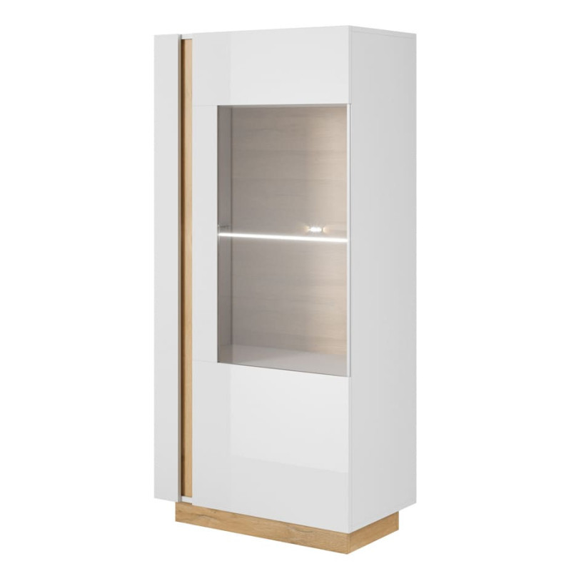 Вітрина низька у вітальню Perfect Home Marco 1D1W/72 154х72х40 Білий/Білий глянець/Дуб грандсон (PFH-091030)