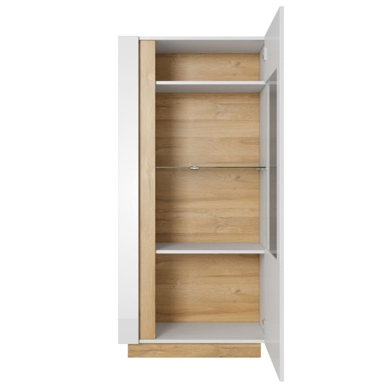Вітрина низька у вітальню Perfect Home Marco 1D1W/72 154х72х40 Білий/Білий глянець/Дуб грандсон (PFH-091030)