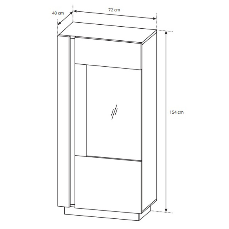 Вітрина низька у вітальню Perfect Home Marco 1D1W/72 154х72х40 Білий/Білий глянець/Дуб грандсон (PFH-091030)