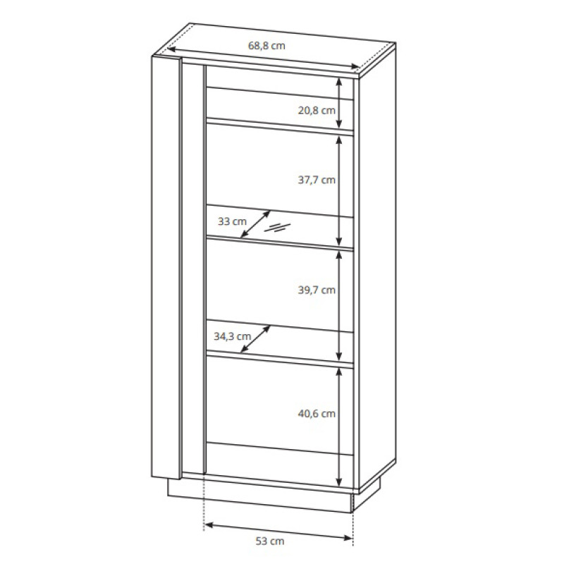 Вітрина низька у вітальню Perfect Home Marco 1D1W/72 154х72х40 Білий/Білий глянець/Дуб грандсон (PFH-091030)