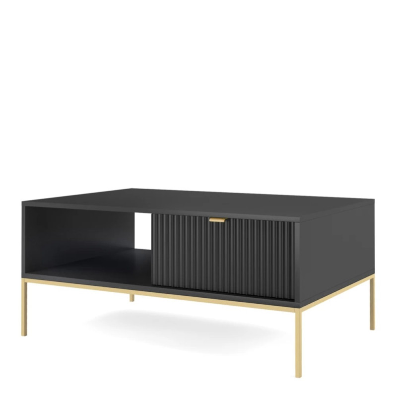 Журнальний стіл з телескопічними напрямними Perfect Home Nova L104 1S 104x68x46 Чорний (золоті ніжки) (PFH-091263)