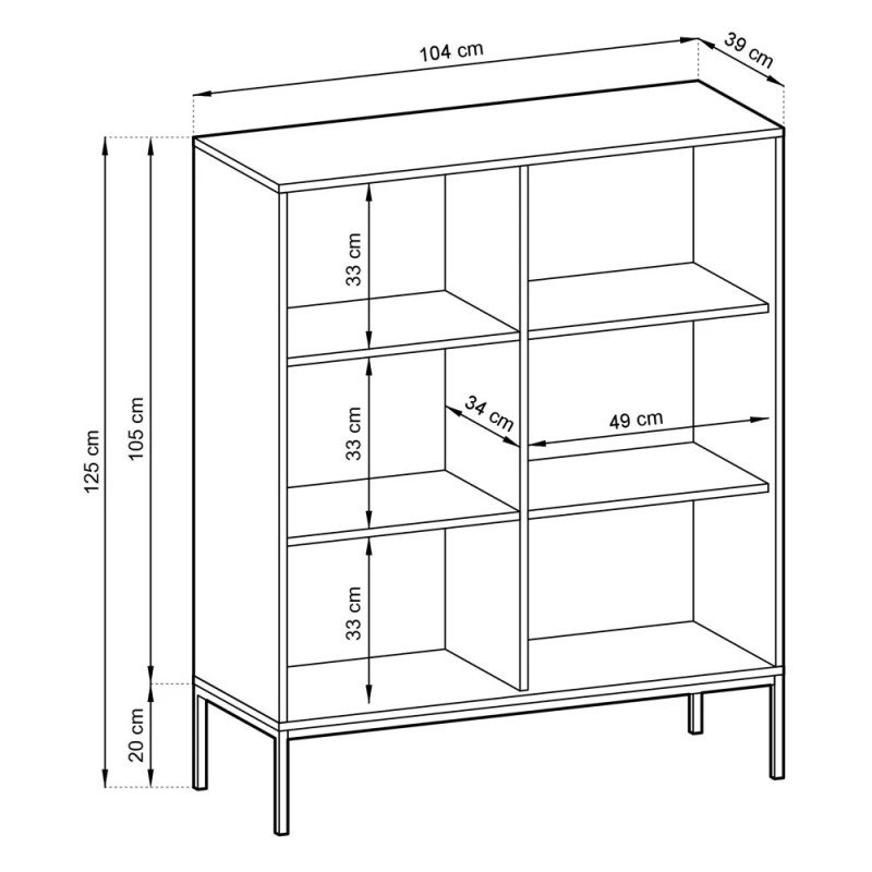 Комод високий Perfect Home Nova K104 2D 104x125x39 Сірий (чорні ніжки) (PFH-091234)