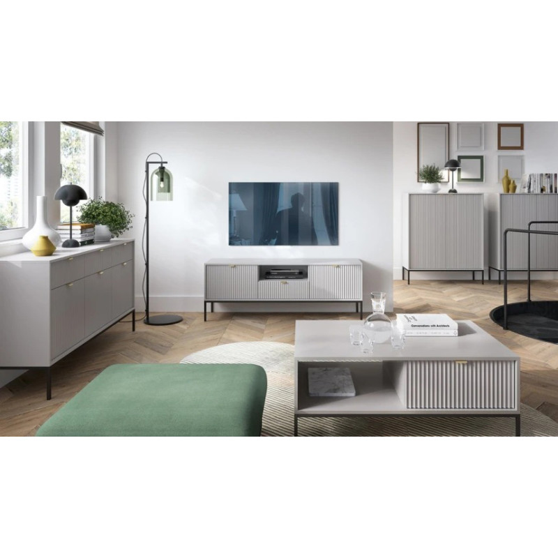 Комод високий Perfect Home Nova K104 2D 104x125x39 Сірий (чорні ніжки) (PFH-091234)