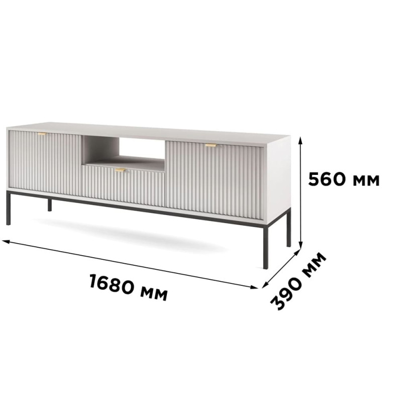 Тумба під телевізор з телескопічними напрямними Perfect Home Nova RTV154 2D1S 168х56х39 Сірий (золоті ніжки) (PFH-091226)
