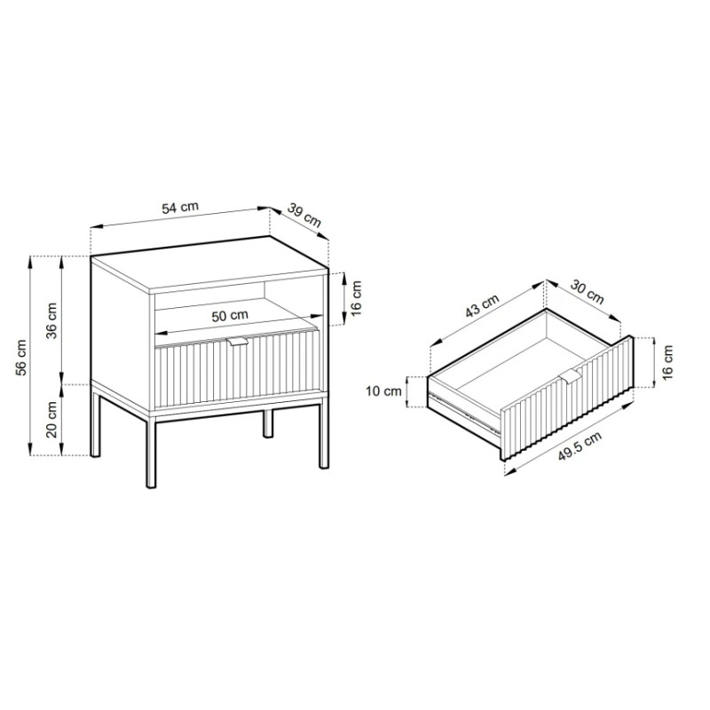 Тумба приліжкова Perfect Home Nova з 1 шухлядою і золотими ніжками S54 54х56х39 см Лабрадор (PFH-091493)