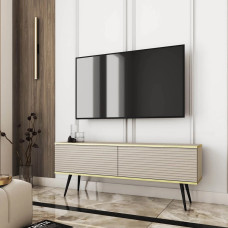 Тумба під телевізор Perfect Home Oro RTV135 MDF 2D 135х53х32 Бежевий (чорні ніжки) (PFH-091335)