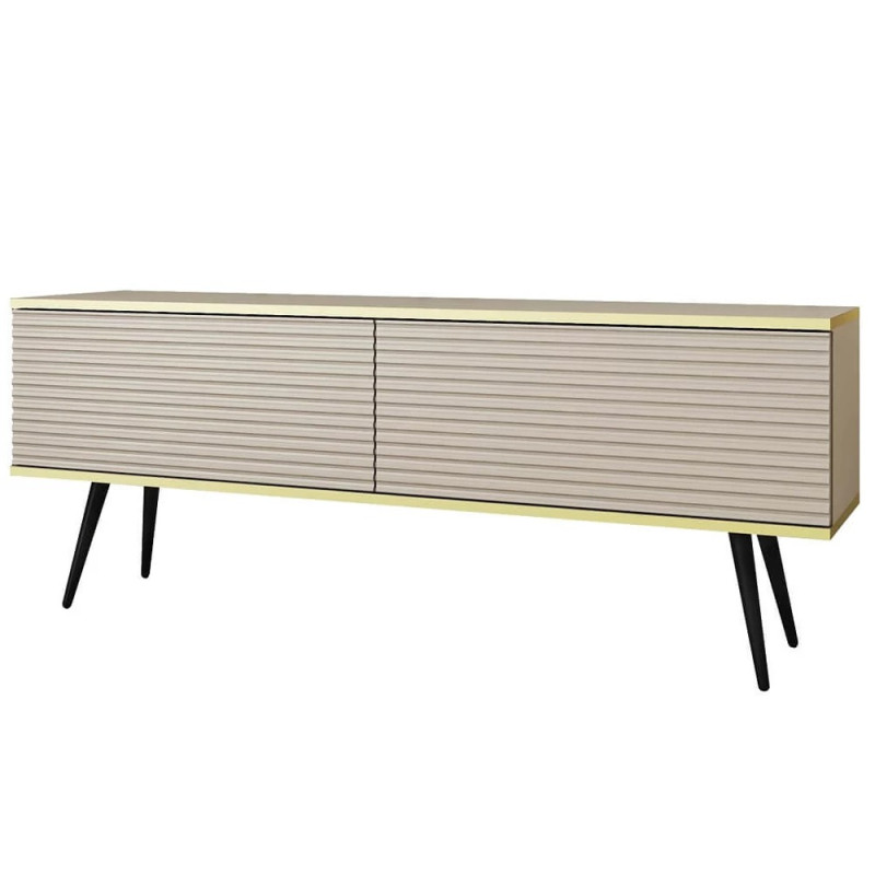 Тумба під телевізор Perfect Home Oro RTV135 MDF 2D 135х53х32 Бежевий (чорні ніжки) (PFH-091335)