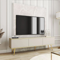 Тумба під телевізор Perfect Home Oro RTV175 3D 175х53х32 Бежевий (золоті ніжки) (PFH-091318)