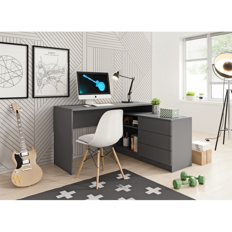 Офісний стіл Perfect Home Teo 3S/138 138,2х76х50,4 Чорний (PFH-091166)