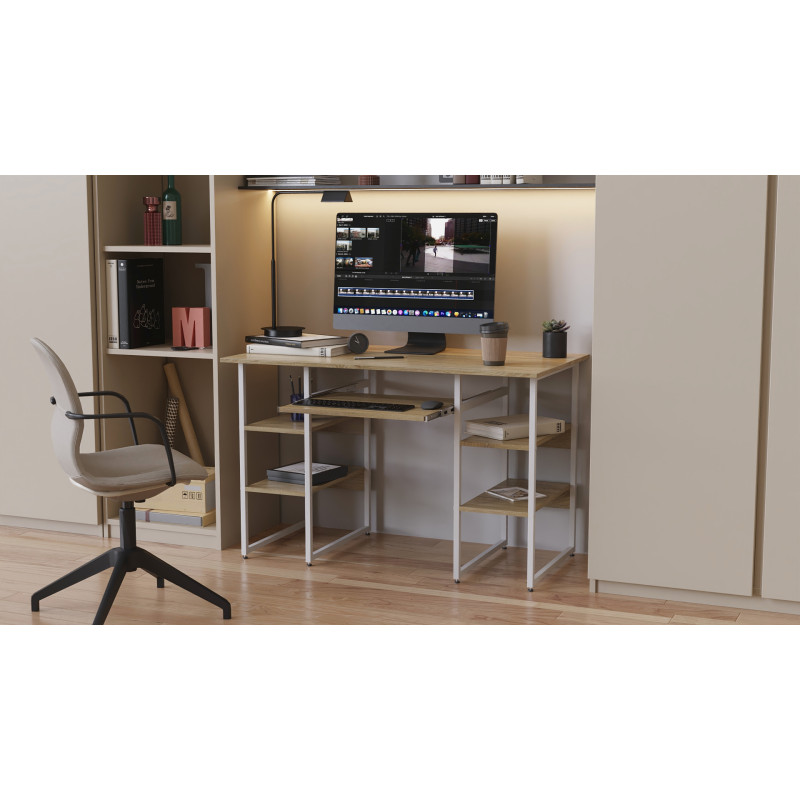 Письменный стол Ferrum-decor Тим 75x120x60 белый ДСП Дуб Сонома 16мм (FRD-102296)