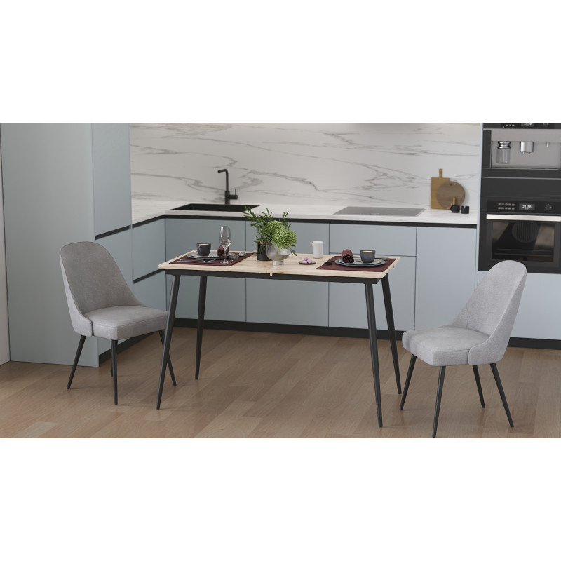 Стол кухонный раскладной Данди на конусных ногах Ferrum-decor 75x120 160)x60 Черный металл ДСП Дуб Сан-Марино 16 мм (FRD-106774)