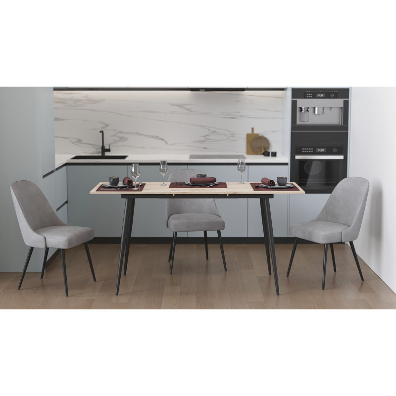Стол кухонный раскладной Данди на конусных ногах Ferrum-decor 75x120 160)x60 Черный металл ДСП Дуб Сан-Марино 16 мм (FRD-106774)
