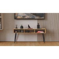 Тумба под телевизор Кентуки Ferrum-decor 45x139x38 Черный металл ДСП Дуб Артизан 16 мм (FRD-106734)