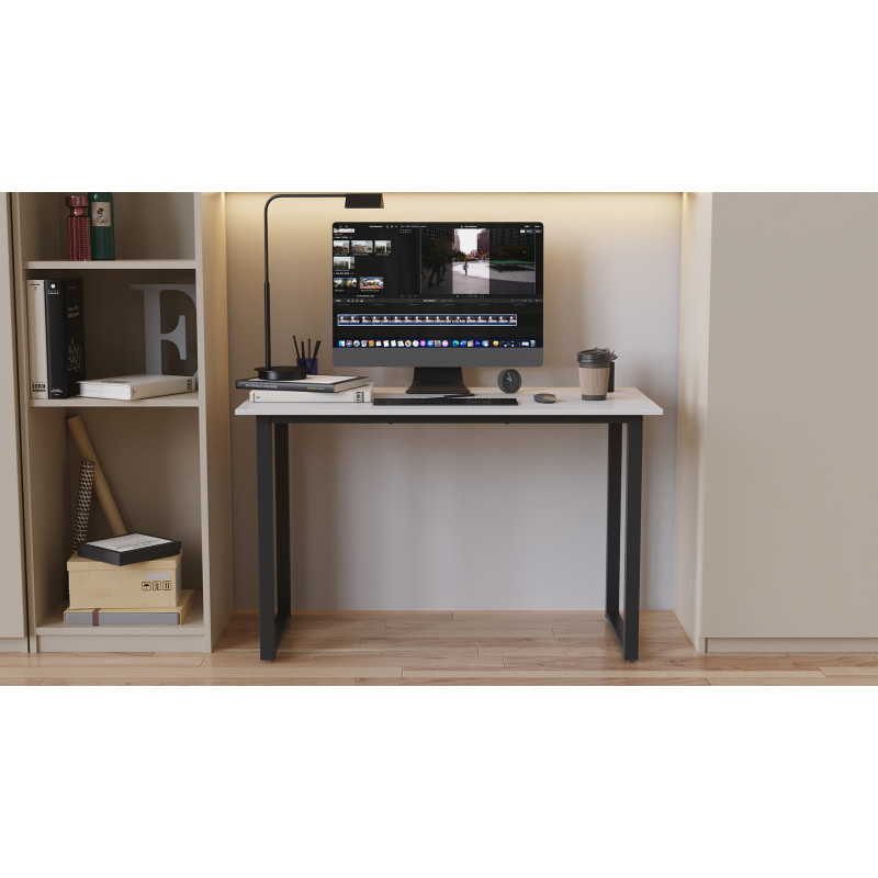 Стіл письмовий Кнап 2 Ferrum-decor 750x1200x600 Чорний метал ДСП Білий 16 мм (FRD-106394)