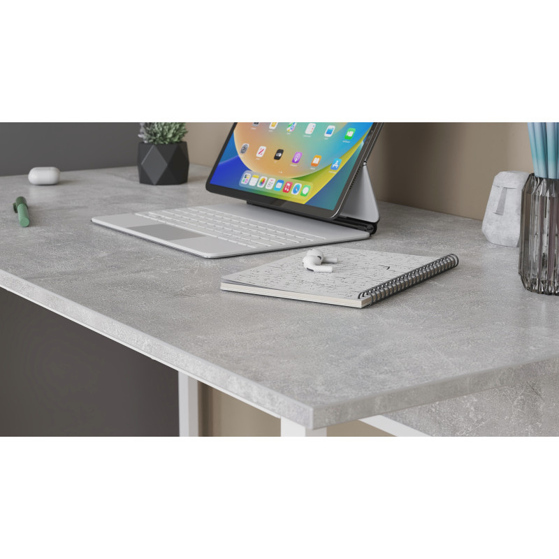 Стіл письмовий Коді Ferrum-decor 75x120x70 Білий метал ДСП Бетон 16 мм (FRD-106604)