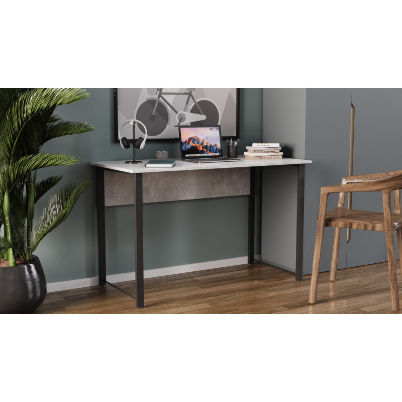 Стіл письмовий Курт Ferrum-decor 75x120x60 Чорний метал ДСП Бетон 32 мм (FRD-106624)