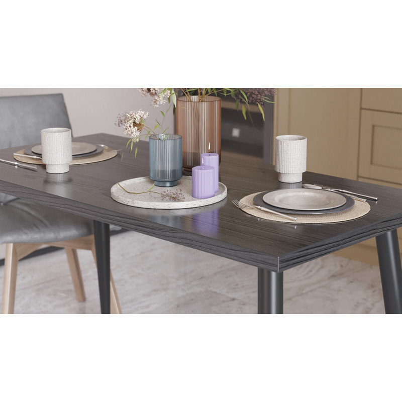 Стол кухонный Марсель 50 Ferrum-decor 75x120x70 Черный металл ДСП Сосна Кембра 32 мм (FRD-106704)