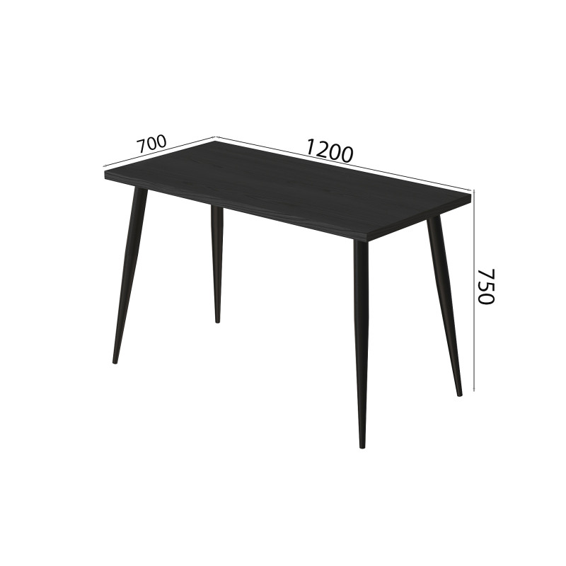 Стол кухонный Марсель 50 Ferrum-decor 75x120x70 Черный металл ДСП Сосна Кембра 32 мм (FRD-106704)