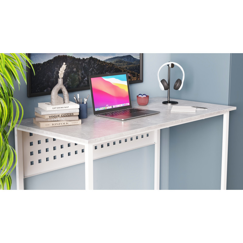 Стіл письмовий Майк Ferrum-decor 75x120x60 Білий метал ДСП Бетон 16 мм (FRD-106514)