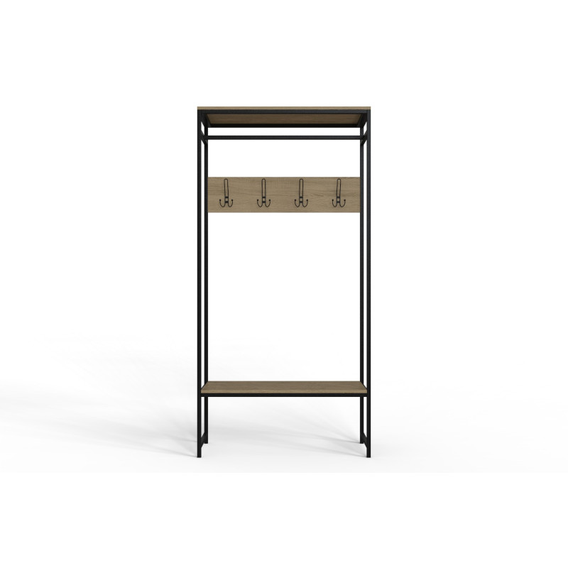 Вешалка напольная модульная Ferrum-decor Трелис 14 180x90x38 черный ДСП Дуб Сонома 16мм (FRD-104346)
