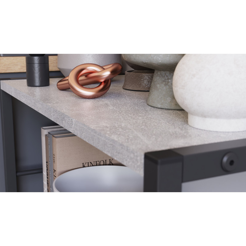 Етажерка 3/60 Ferrum-decor Серії Конект 75x60x28 чорний ДСП Бетон 16мм (FRD-104256)