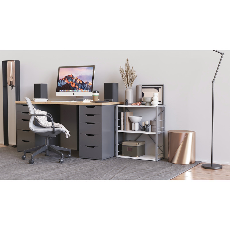 Етажерка 3/60 Ferrum-decor Серії Конект 75x60x28 сірий ДСП Біле 16мм (FRD-104266)