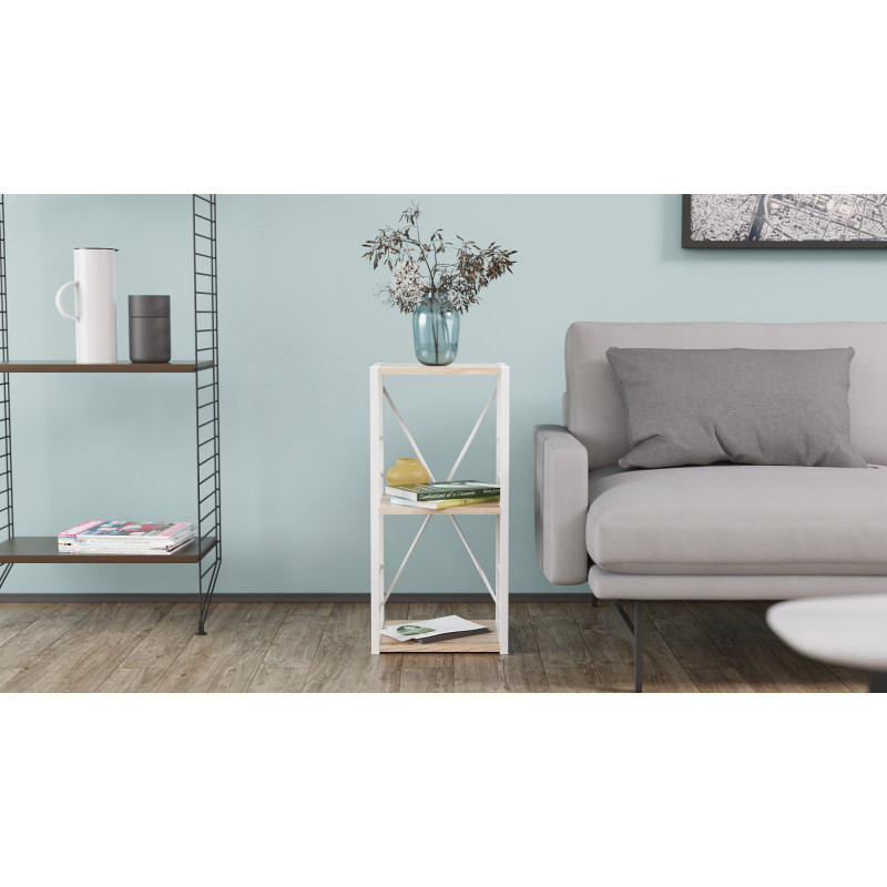 Етажерка 3/34 Ferrum-decor Серії Конект 73x34x28 білий ДСП Дуб Сан-Марино 16мм (FRD-104296)