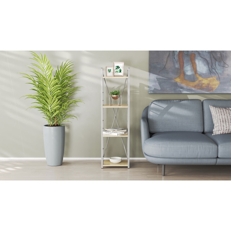Етажерка 4/34 Ferrum-decor Серії Конект 120x34x28 сірий ДСП Дуб Сонома 16мм (FRD-104286)