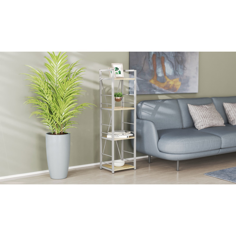 Етажерка 4/34 Ferrum-decor Серії Конект 120x34x28 сірий ДСП Дуб Сонома 16мм (FRD-104286)