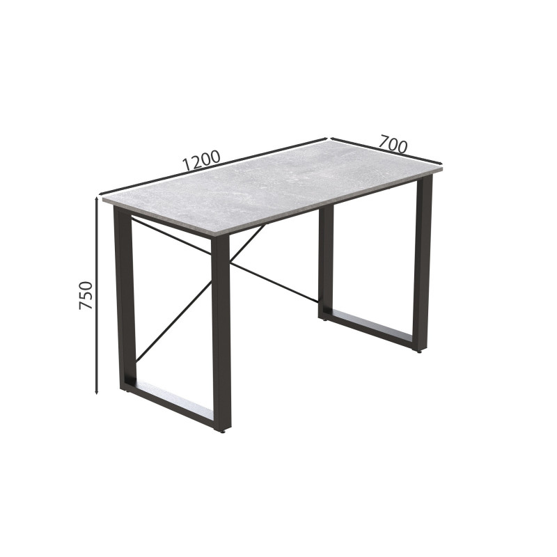 Письмовий стіл Ferrum-decor Драйв 750x1200x700 Чорний метал ДСП Бетон 32 мм (FRD-103386)