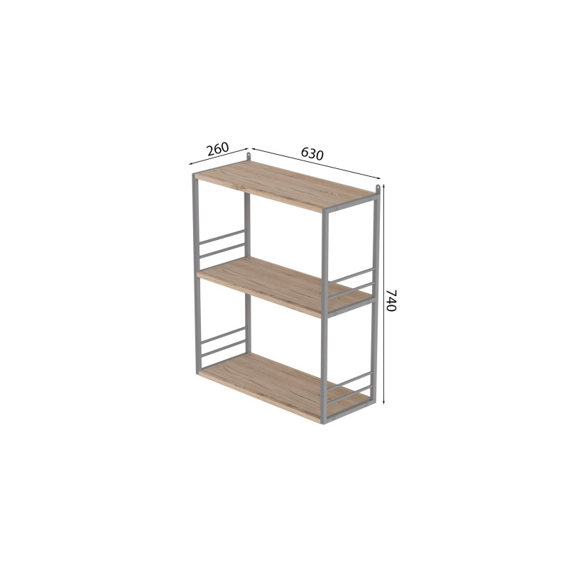 Книжкова полиця універсальна Ferrum-decor Стім 2 74x63x26 сірий ДСП Дуб Сан-Марино 16мм (FRD-104116)