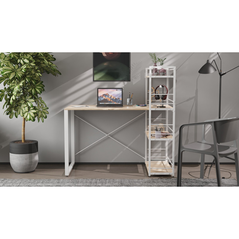 Письмовий стіл Ferrum-decor Серії Конект з етажеркою 75x120x60 білий ДСП Дуб Сан-Марино 16мм (FRD-104226)