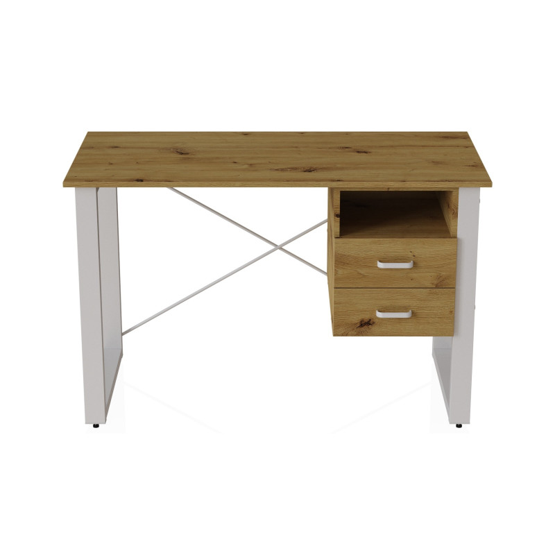 Письмовий стіл із ящиками Ferrum-decor Оскар 750x1400x600 метал Білий ДСП Дуб Артизан 16 мм (FRD-103246)
