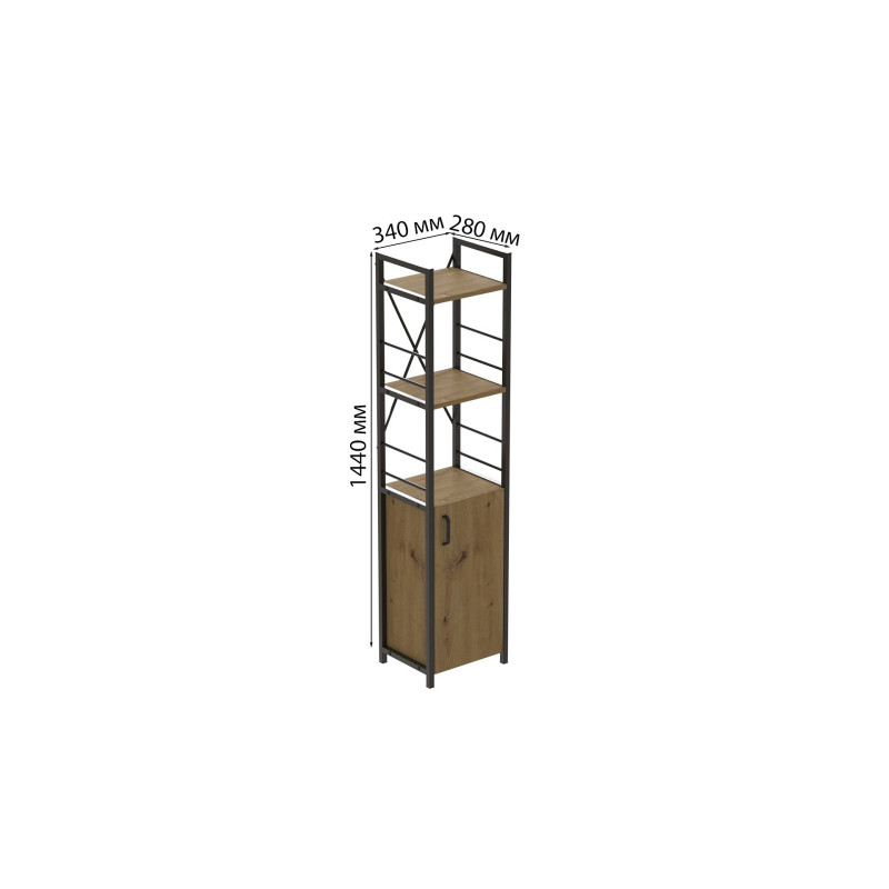 Етажерка 3/34 Ferrum-decor Серії Конект з тумбою 144x34x28 Чорний ДСП Артизан (FRD-104426)