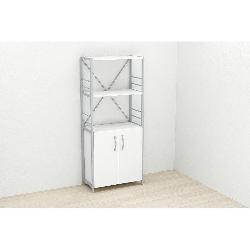 Этажерка 3/60 Ferrum-decor Серии Конект с тумбой 144x60x28 Серый ДСП Белое (FRD-104456)