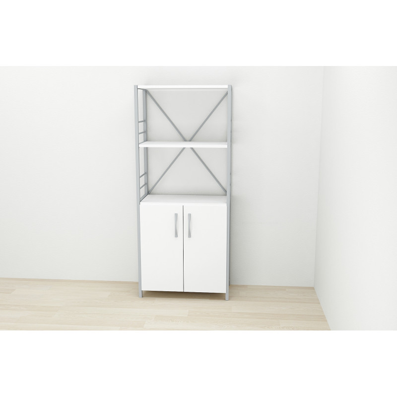 Этажерка 3/60 Ferrum-decor Серии Конект с тумбой 144x60x28 Серый ДСП Белое (FRD-104456)