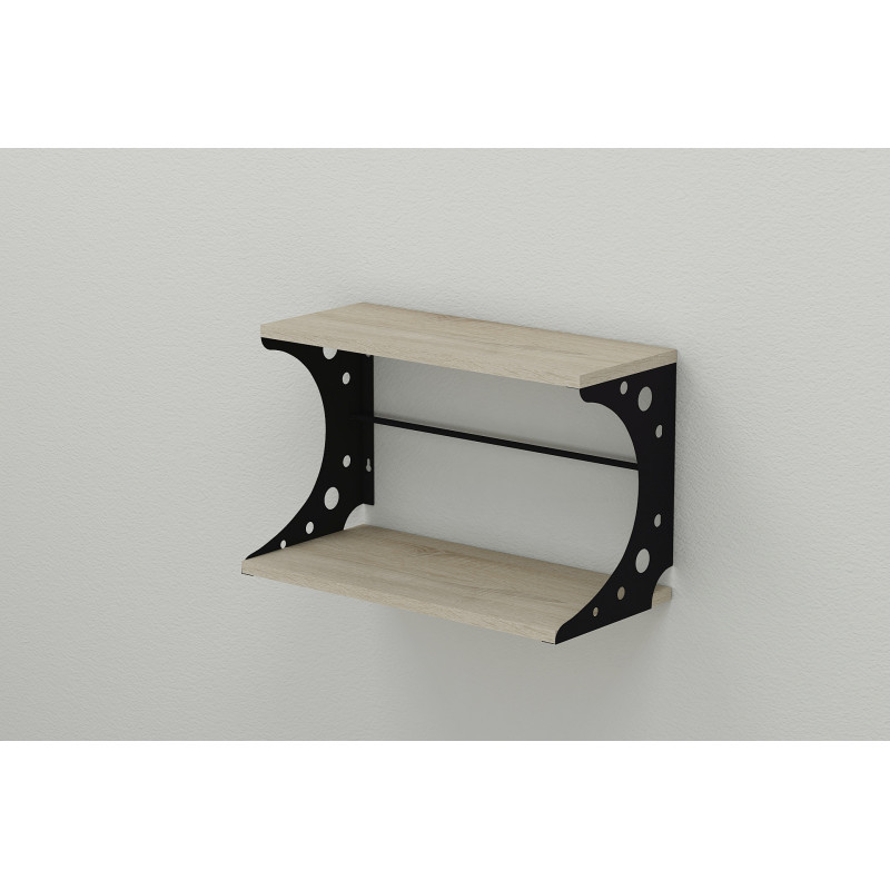 Полка настенная Ferrum-decor Букин 330x600x240 металл Черный ДСП Сонома 16 мм (FRD-102866)