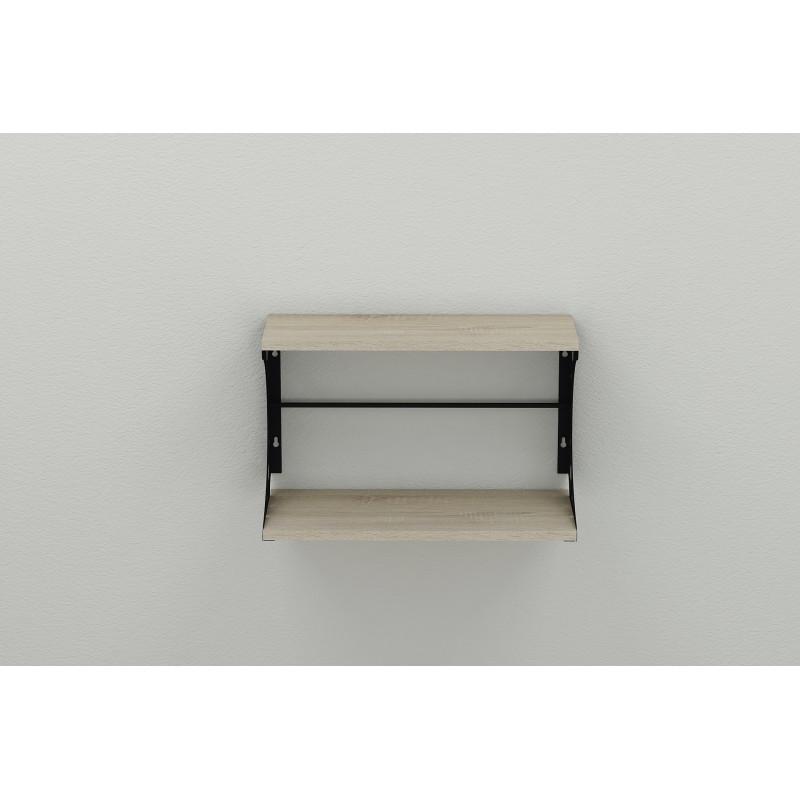 Полка настенная Ferrum-decor Букин 330x600x240 металл Черный ДСП Сонома 16 мм (FRD-102866)